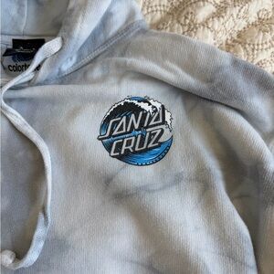 Santa Cruz Skateboards Light Blue Hoodie with Blue and Black Logo